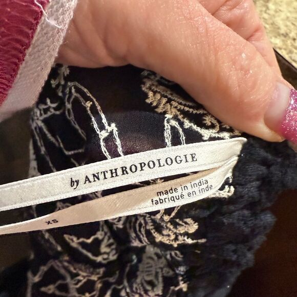 Anthropology size XS black spaghetti strap for ruffle hem dress - Picture 3 of 10